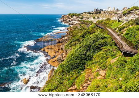 Panoramic View Of Coogee To Bondi Costal Walk, Sydney