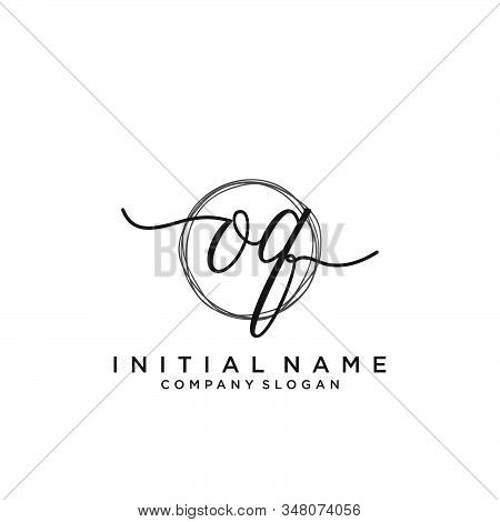 Oq Initial Handwriting Logo With Circle Template Vector.