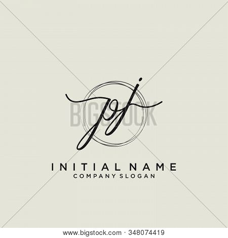 Pj Initial Handwriting Logo With Circle Template Vector.