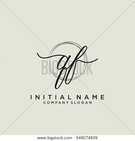 Qf Initial Handwriting Logo With Circle Template Vector.