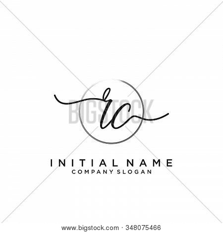 Rc Initial Handwriting Logo With Circle Template Vector.