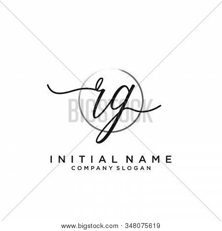 Rg Initial Handwriting Logo With Circle Template Vector.