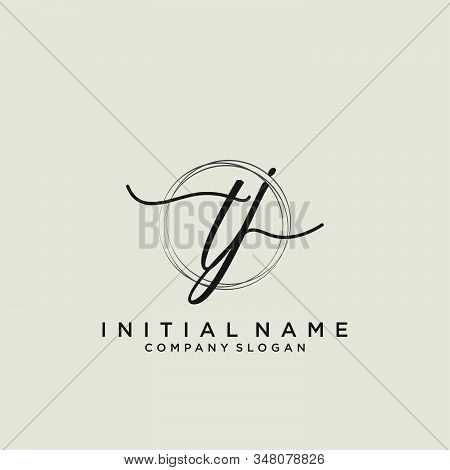 Tj Initial Handwriting Logo With Circle Template Vector.