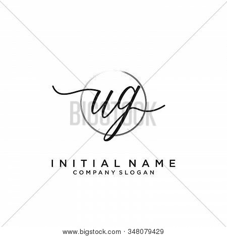 Ug Initial Handwriting Logo With Circle Template Vector.