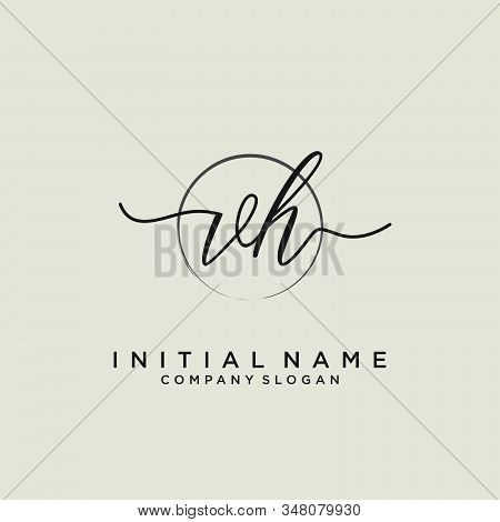 Vh Initial Handwriting Logo With Circle Template Vector.