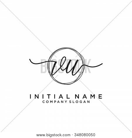 Vu Initial Handwriting Logo With Circle Template Vector.