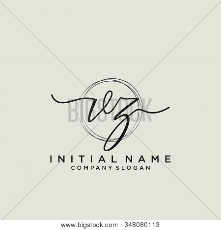 Vz Initial Handwriting Logo With Circle Template Vector.