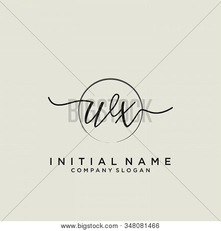 Wx Initial Handwriting Logo With Circle Template Vector.