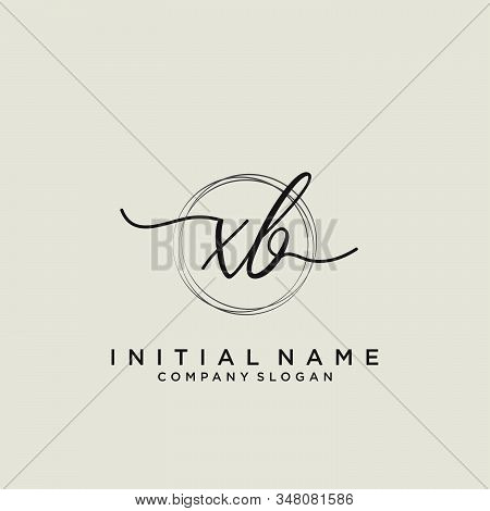 Xb Initial Handwriting Logo With Circle Template Vector.