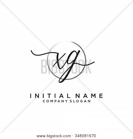 Xg Initial Handwriting Logo With Circle Template Vector.