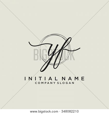 Yf Initial Handwriting Logo With Circle Template Vector.