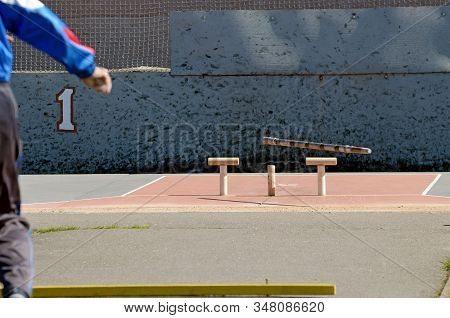 Gorodki - A Russian Folk Sports Game. In This Game You Need Specific Distances To Smash Figures Made