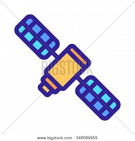 Artificial Satellite Earth Icon Vector. A Thin Line Sign. Isolated Contour Symbol Illustration
