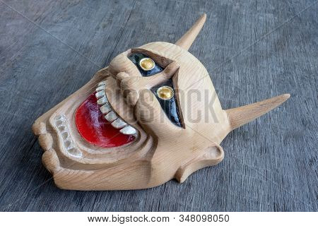 Hannya,face Of Traditional Japanese Theater Masks Made Of Wood