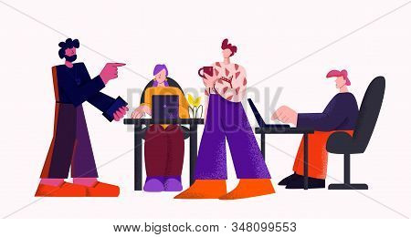 Team Leader At Digital Marketing Meeting In Modern Office Isolated At White Background