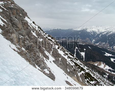Winter Alpine Landscape For Skitouring In Stubaier Alps In Austria
