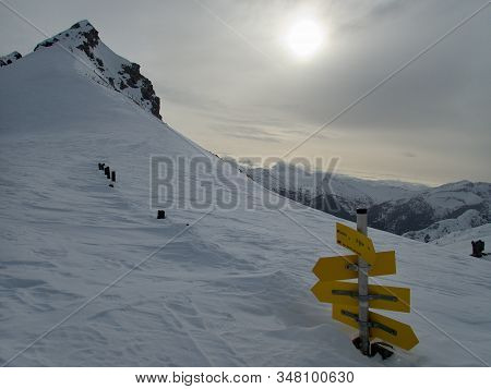 Winter Alpine Landscape For Skitouring In Stubaier Alps In Austria