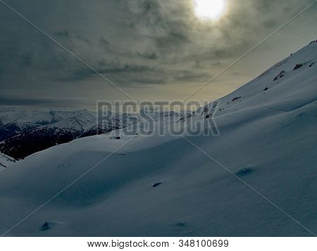 Winter Alpine Landscape For Skitouring In Stubaier Alps In Austria