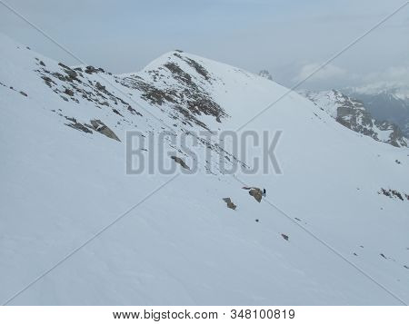 Winter Alpine Landscape For Skitouring In Stubaier Alps In Austria