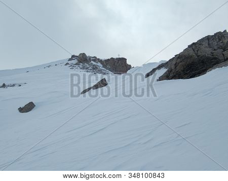 Winter Alpine Landscape For Skitouring In Stubaier Alps In Austria