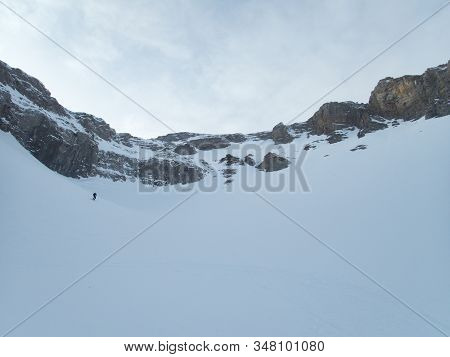 Winter Alpine Landscape For Skitouring In Stubaier Alps In Austria