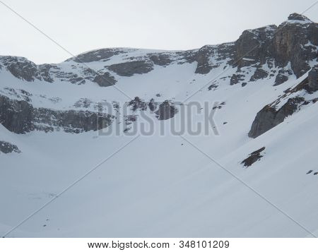 Winter Alpine Landscape For Skitouring In Stubaier Alps In Austria