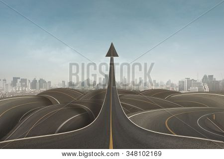 Clear Strategy Concept As An Arrow Rising Upward With Success Going Over Confused Paths For Achievin
