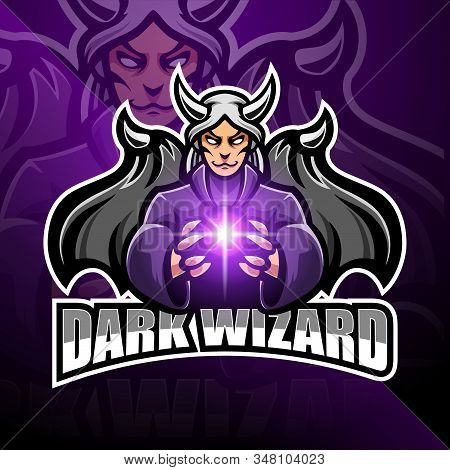 Dark Wizard Esport Mascot Logo Design With Text