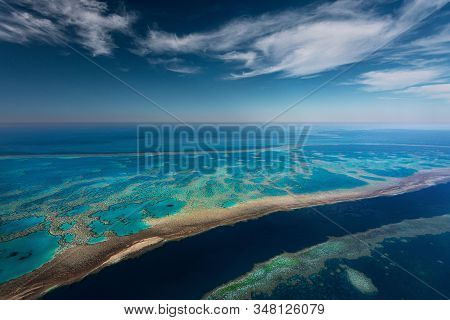 Aerial Of The Famous But Highly Endangered Great Barrier Reef
