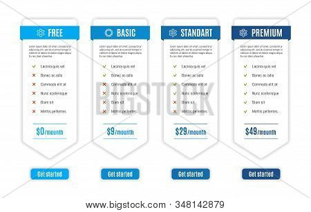 Price Table Design Elements For Applications And Websites