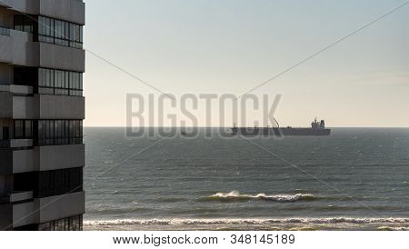 An Oil Tanker Anchored At Tramandai Beach, In The Process Of Discharging Crude Oil To The Alberto Pa