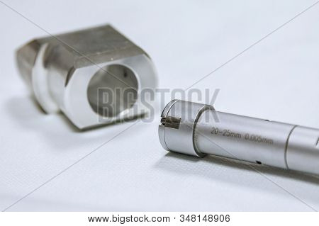 Calibration Bore Micrometer. Device For Accurate Measurement Of Hole Diameter.