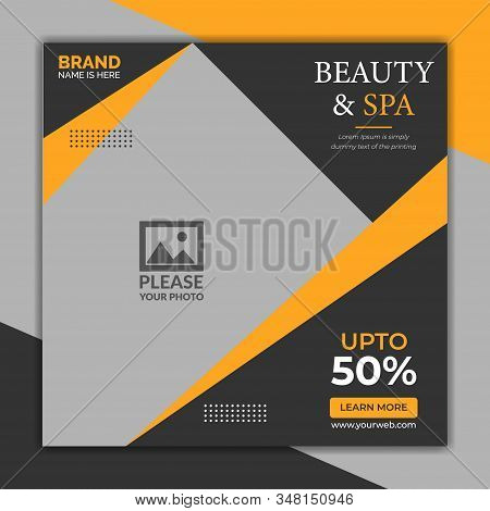 Beauty and Spa social media post template,  Promotional square web banner for social media. Elegant sale and discount promo. - Vector.