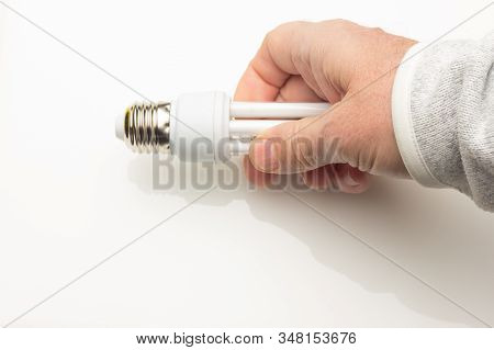 Energy Saving Light Bulb And White Color, Daylight