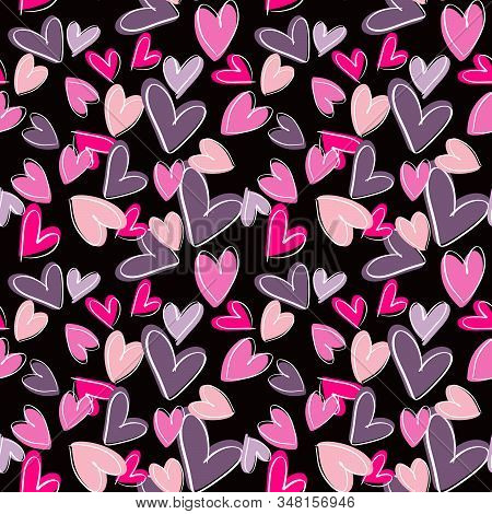 Valentines Day Pattern With Heart. Romantic Concept Seamless Pattern.