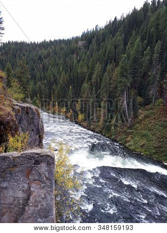 Beautiful Meza Falls In Wyoming In The Autumn