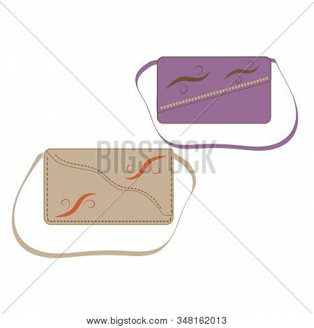 Stylish Womens Handbag -for Shipping Shopping. Trendy Leather Accessories Of Different Types Isolate