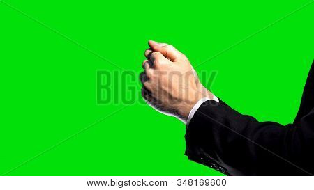Business Sanctions, Clenched Fists On Green Screen Background, Economic Conflict
