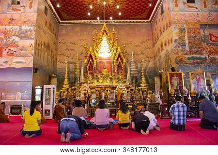 Luang Phra Sai Buddha Statues For Thai People And Foreign Travelers Visit And Respect Praying At Wat