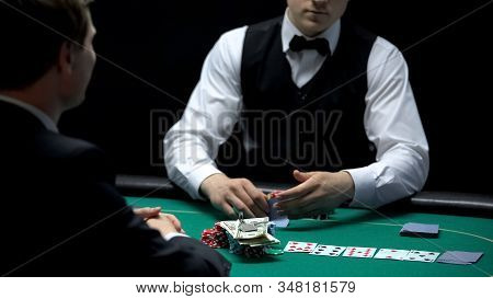 Casino Player Going All-in, Betting All Money And Property Keys, Gambling Man