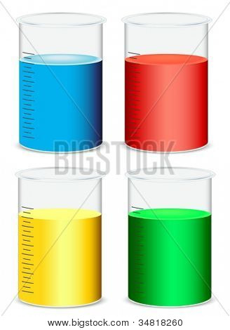 illustration des béchers en verre sur un fond blanc