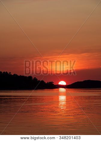 Sunset In The City Fjaellbacka In Sweden.