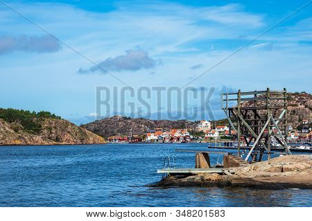View To The City Fjaellbacka In Sweden.