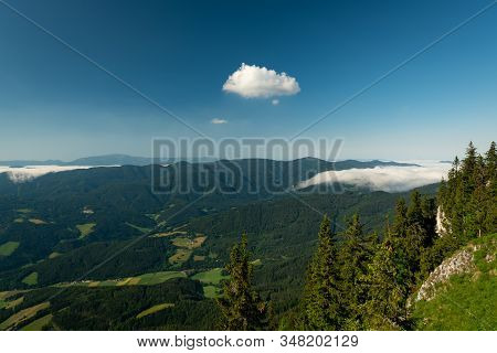 Scenic View From Rax Mountains (austria) On A Sunny Morning In Summer
