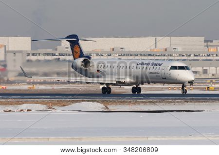 Frankfurt / Germany - December 8, 2012: Lufthansa Bombardier Crj-700 D-acpo Passenger Plane Departur
