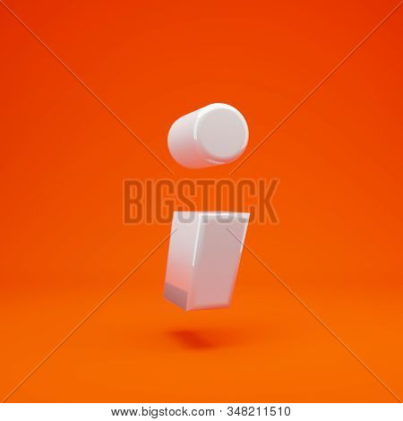 Whithe Glossy 3d Semicolon Symbol On Hot Orange Background. 3d Rendering. Best For Anniversary, Birt