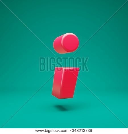 Pink 3d Semicolon Symbol On Mint Background. 3d Rendering. Best For Anniversary, Birthday Party, Cel