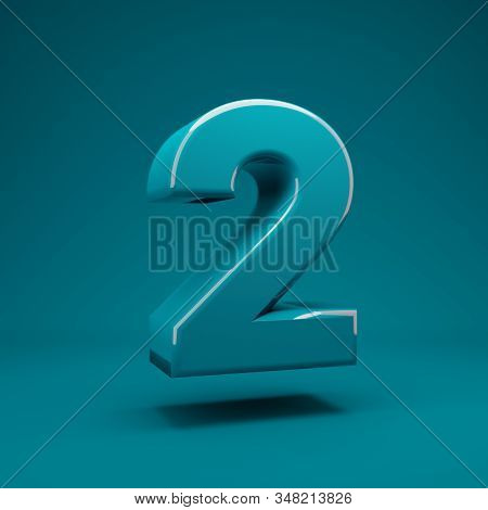 Aqua Menthe 3d Number 2. 3d Rendering. Best For Anniversary, Birthday Party, Celebration, Advertisin