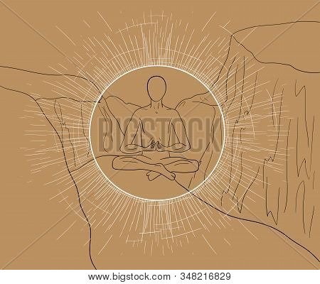 Esoteric And Magic Illustration Of A Human In Graphics. Soul And Body Splitting. Figure Black Pen Is