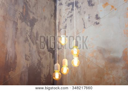 Luxury Beautiful Retro Edison Light Lamp Decor. Light Lamp Electricity Hanging Decorate Home. Set Ed
